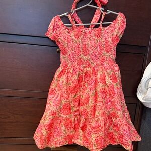 Haute Hippie Vibrant Pink Floral Dress w headband